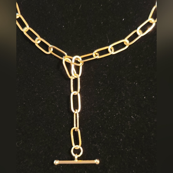 PRE-LOVED 14KT YELLOW GOLD ITALY PAPERCLIP LARIAT DESIGN NECKLACE - Picture 10 of 10